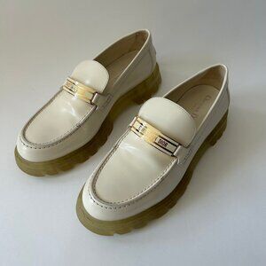 CHRISTIAN DIOR WHITE LEATHER LOAFERS